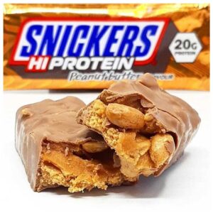hi protein peanut butter bar, snickers, 20gr protein, orange bio 1