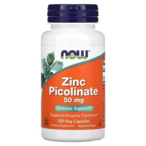 zinc picolinate (πικολινικός ψευδάργυρος) 50mg, now foods, 120 φυτικές κάψουλες, orange bio