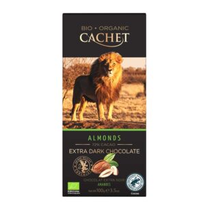 Βιολογική μαύρη σοκολάτα με αμύγδαλα 72% κακάο, cachet, 100gr, orange bio