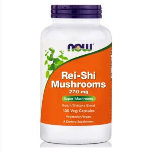 rei shi mushrooms 270mg, now foods, 100 vegan κάψουλες, orange bio
