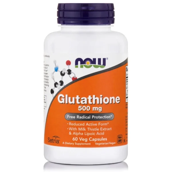 glutathione (γλουταθειόνη) 500mg, now foods, 60 φυτικές κάψουλες, orange bio