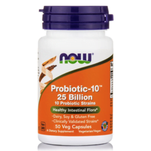 probiotic 10™ 25 billion, now foods, 50 φυτικές κάψουλες, orange bio