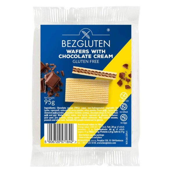 Γκοφρέτες γεμιστές με σοκολάτα χωρίς γλουτένη, σιτάρι & αυγά, bezgluten, 95gr, orange bio 2