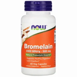 bromelain (βρωμελαΐνη) 500mg, now foods, 60 φυτικές κάψουλες, orange bio