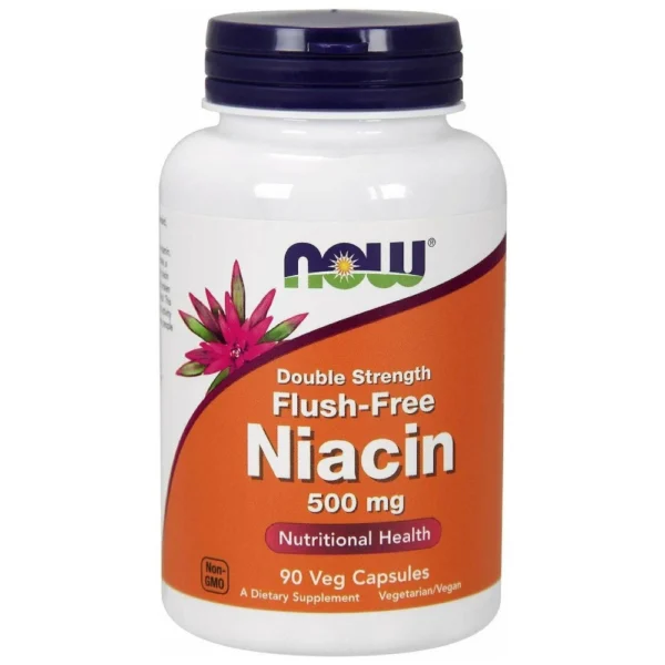 flush free niacin (νιασίνη) 500mg, now foods, 90 φυτικές κάψουλες, orange bio