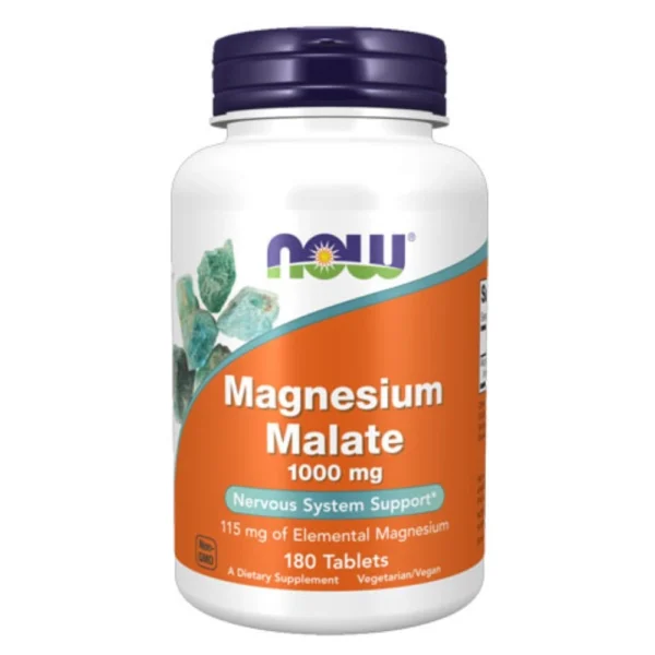 Μηλικό Μαγνήσιο (magnesium malate) 1000mg, now foods, 180 δισκία, orange bio