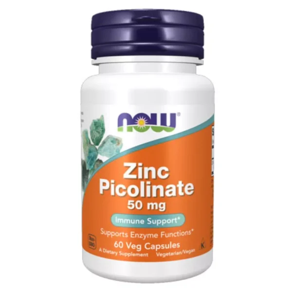 Πικολινικός ψευδάργυρος (zinc picolinate) 50mg, now foods, 60 κάψουλες, orange bio