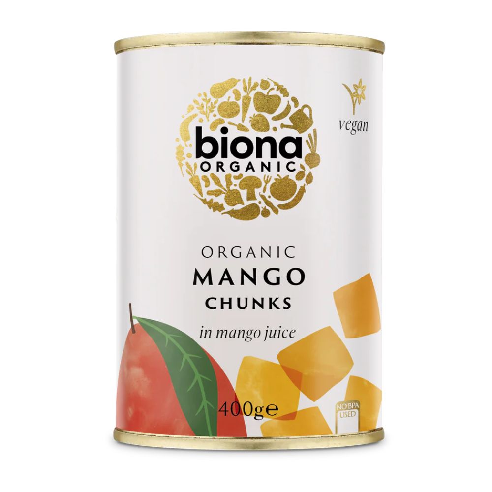 Κονσέρβα κομματάκια mango σε χυμό mango, Biona Organic, 400gr, Orange Bio
